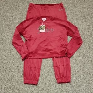 Juicy Couture Red Velour Tracksuit Set, Women's Medium. Indie Sleeze Comfy